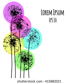 Vector abstract dandelion. Floral design card. EPS 10.
