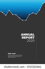 Vector abstract dark annual report cover template with sample text and some curved graph profile - document or brochure front page