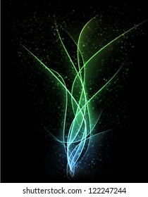 Vector abstract dark backgound. Blurry smooth glowing waves. Eps10.