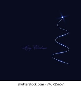 Vector abstract dark background. Blurry smooth glowing waves. Christmas Tree