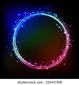 Vector Abstract dark background with color light frame