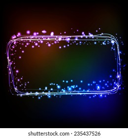 Vector Abstract dark background with color light frame