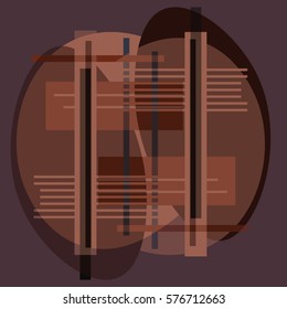 Vector abstract dark background created in Bauhaus retro style. Modern geometric composition can be used as templates and layouts. Engineering technological wallpaper made with honeycombs.