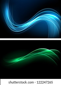 Vector abstract dark banners. Blurry smooth glowing waves. Eps10.