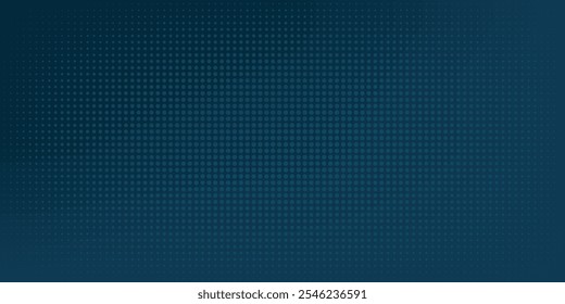 Vector abstract dark blue dotted background with dimensional perspective, technology and science theme, big data flow, geometric 3D design.