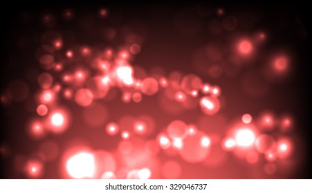Vector abstract dark blurred lights background. Water drops. Dust. Crimson background.