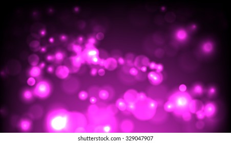 Vector abstract dark blurred lights background. Water drops. Dust. Purple background.