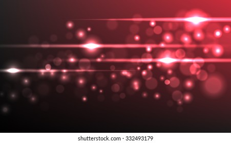 Vector abstract dark blurred lights background. Water drops. Dust. Red background.