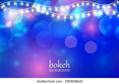 Vector abstract dark bokeh background . Design winter Christmas holiday background with glitter and glitter.