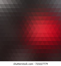 Vector abstract dark grey and red geometric background formed with triangles in rows, square format.