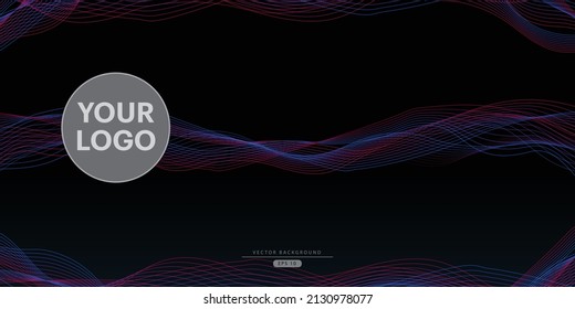 Vector abstract Dark neon colored wavy line art background, blue and red color wave Illustration suitable for screen Backdrop and logo display