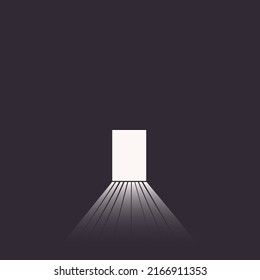 Vector abstract dark room with corridor gradient light shine, negative space background. Flat icon design. Minimal architecture concept.