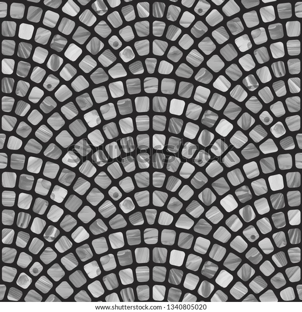 黒い背景にグレイのブラシストロークテクスチャを持つ ベクター抽象的な暗い波状のシームレスな幾何学模様 床タイル 壁紙 折り返し紙 ページフィル地中海のセラミックテラゾモザイクスタイル のベクター画像素材 ロイヤリティフリー 1340805020