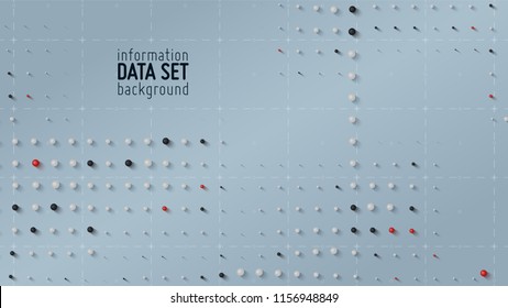 Vector abstract data sorting visualization background. Big data. Sorted data as tiny spheres. Information analytics concept. Filtering machine algorithms. Vector technology background. Trendy cover