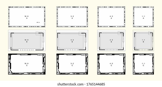 vector abstract decoration frames set,  geometric design template, various formats