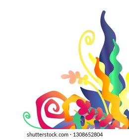 vector abstract decoration made with vivid gradient curls and lines isolated on white. Design element, printed goods, paper production and stationery.