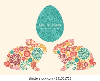 Vector abstract decorative circles bunny rabbit silhouette Easter frame