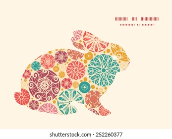 Vector abstract decorative circles bunny rabbit silhouette Easter frame