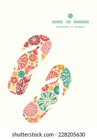 Vector abstract decorative circles flip flops silhouettes pattern frame