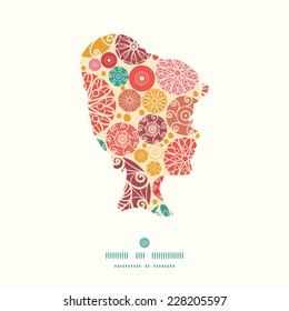 Vector abstract decorative circles girl portrait silhouette pattern frame