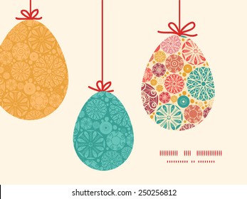 Vector abstract decorative circles hanging Easter eggs ornaments sillhouettes frame card template