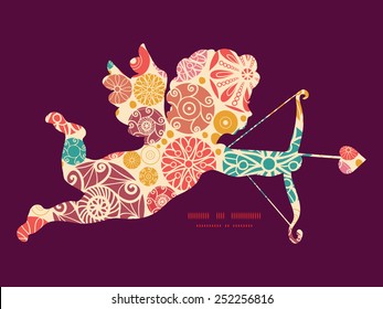 Vector abstract decorative circles shooting cupid silhouette frame pattern invitation greeting card template