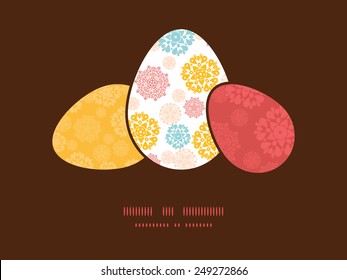 Vector abstract decorative circles stars three matching Easter egg sillhouettes frame card template