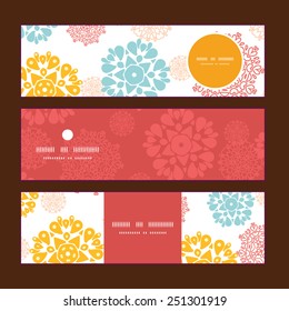 Vector abstract decorative circles stars horizontal banners set pattern background