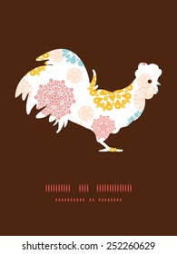 Vector abstract decorative circles stars rooster silhouette Easter frame
