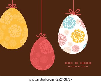 Vector abstract decorative circles stars hanging Easter eggs ornaments sillhouettes frame card template