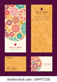 Vector abstract decorative circles vertical frame pattern invitation greeting, RSVP and thank you cards set