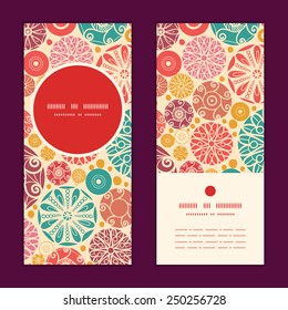 Vector abstract decorative circles vertical round frame pattern invitation greeting cards set