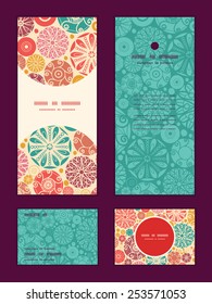 Vector abstract decorative circles vertical frame pattern invitation greeting, RSVP and thank you cards set