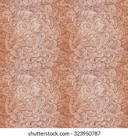 Vector abstract decorative doodles seamless pattern. Hand-drawn waves texture, wavy background.