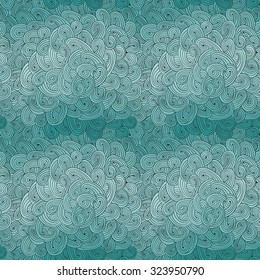 Vector abstract decorative doodles seamless pattern. Hand-drawn waves texture, wavy background.