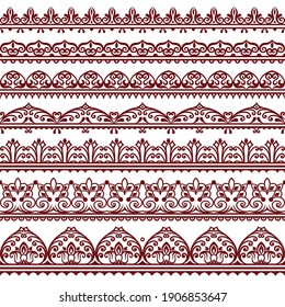 Vector abstract decorative ethnic nature ornamental illustration. Tile stripes set