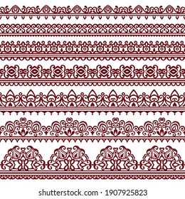 Vector abstract decorative ethnic nature ornamental illustration. Tile stripes set