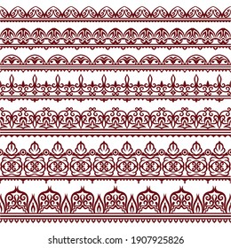 Vector abstracto de naturaleza étnica decorativa, ilustración ornamental. Conjunto de bandas de mosaico