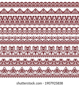 Vector abstract decorative ethnic nature ornamental illustration. Tile stripes set