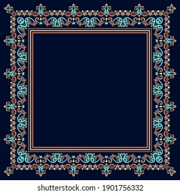 Vector abstract decorative ethnic ornamental illustration. Colorful border