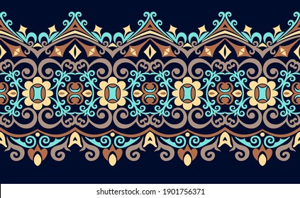 Vector abstract decorative ethnic ornamental illustration. Colorful stripe background