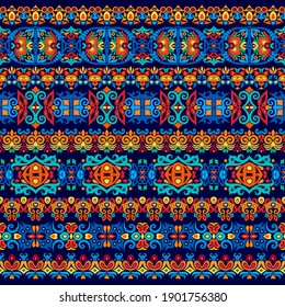 Vector abstract decorative ethnic ornamental illustration. Colorful seamless pattern