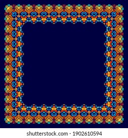 Vector abstract decorative ethnic ornamental illustration. Bright colors border