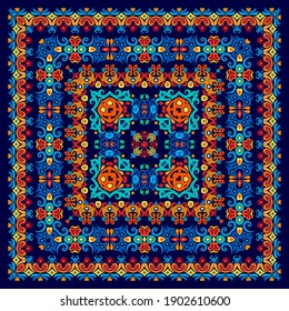 Vector abstract decorative ethnic ornamental illustration. Bright colors napkin