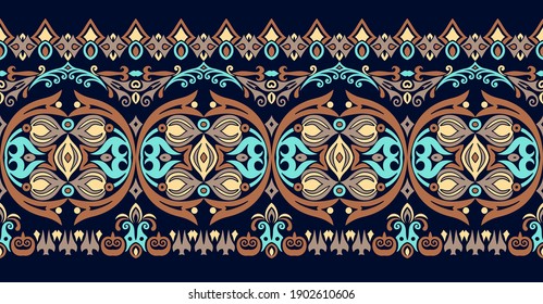 Vector abstract decorative ethnic ornamental illustration. Colorful stripe background