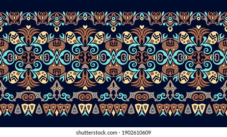 Vector abstract decorative ethnic ornamental illustration. Colorful stripe background