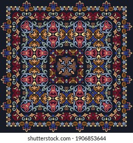 Abstrakte, dekorative, ethnische Ziergrafik. Helle Farb-Serviette