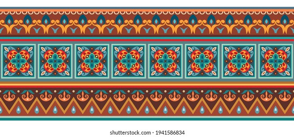 Vector abstract decorative ethnic ornamental illustration. Stripe background