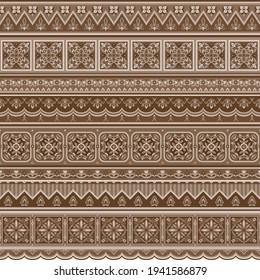 Vector abstract decorative ethnic ornamental illustration. Monochrome seamless pattern