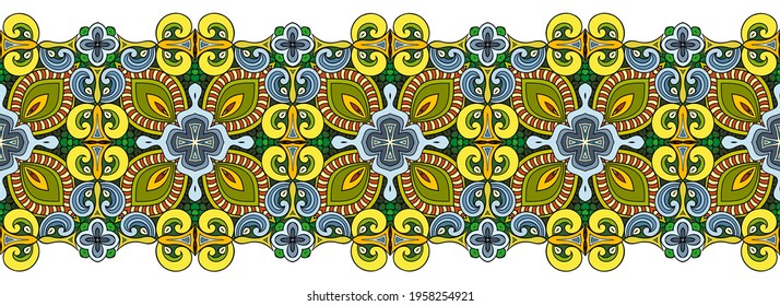 Vector abstract decorative ethnic ornamental illustration. Colorful stripe background